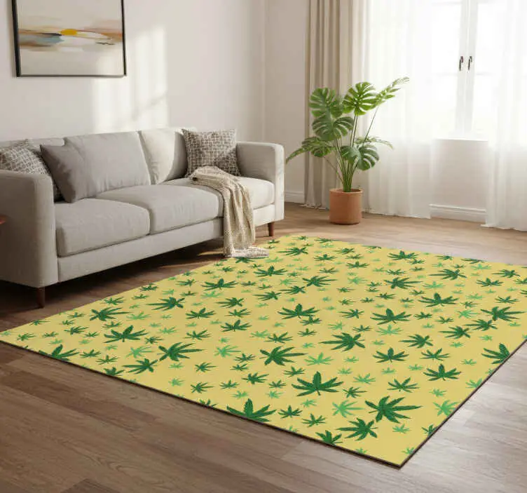 Vinylmatta blommor och växter mönster av cannabis Trygg betalning