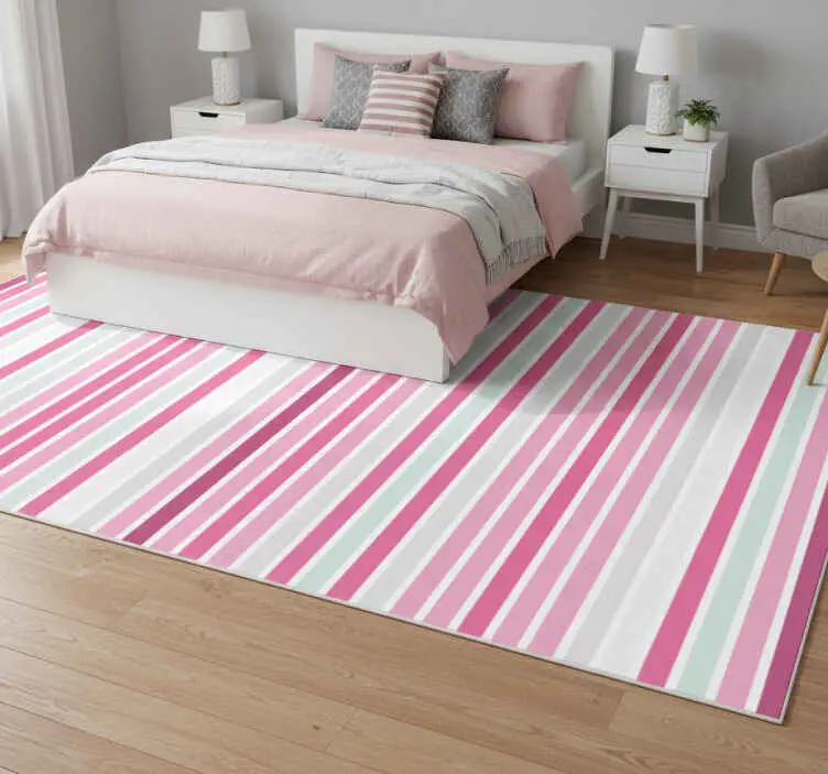 Lågt pris Vinylmatta sovrum vertikalt rosa och vitt mönster