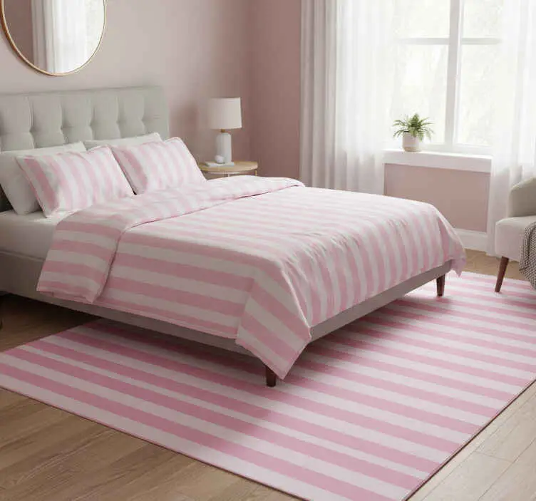 Sänkt pris Rosa randig inredning vinylmatta sovrum