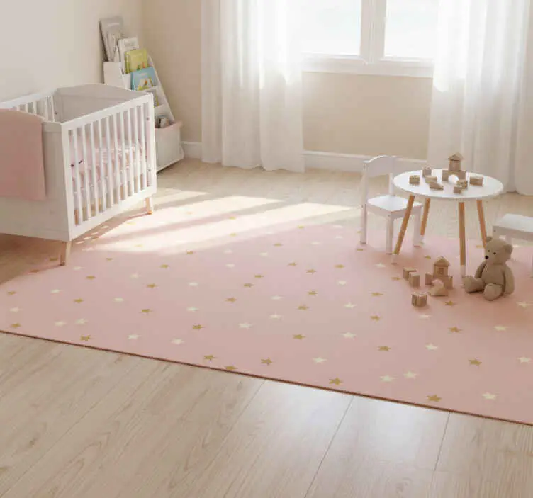 Rea Vinylmatta stjärnor små gyllene stjärnor på rosa