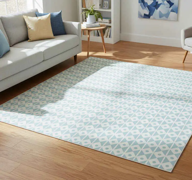 Vinylmatta geometrisk blå och vita romber design Premium