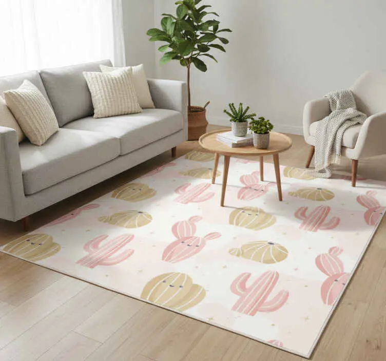 Reapris Vinylmatta blommor och växter söt kaktusmönster