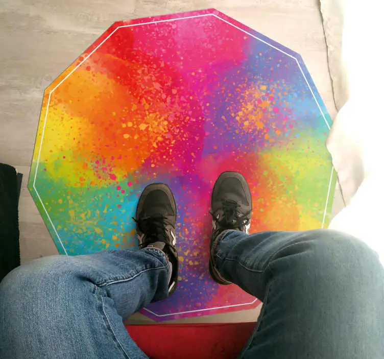 Färgglad stänkt hexagon vinylmatta i marmor Erbjudandepris