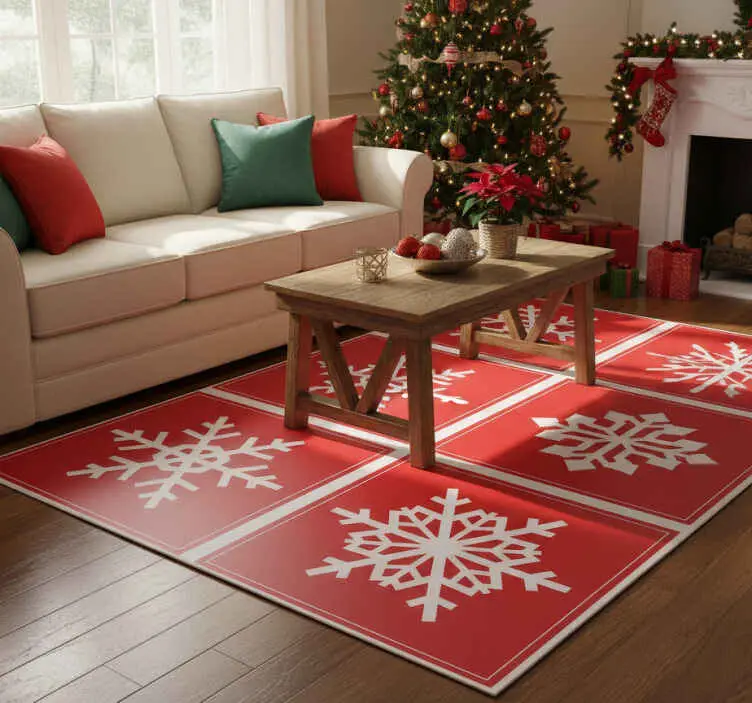 Rea Vinylmatta jul röda snöflingor tiles