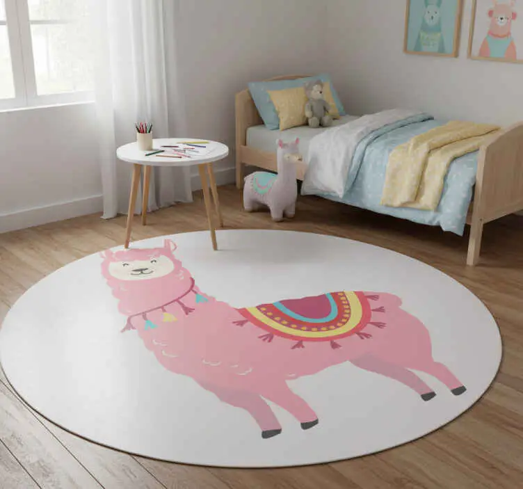Populär Vinylmatta djur rosa lama