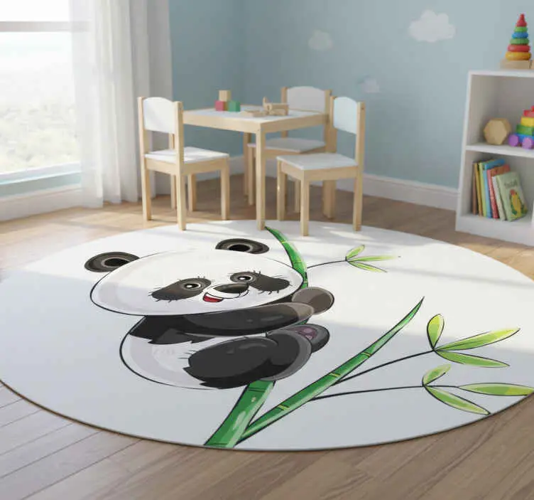 Kampanj Vinylmatta djur panda klättrar i bambu