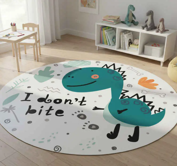 Fynd Vinylmatta djur dinosaur grön leende