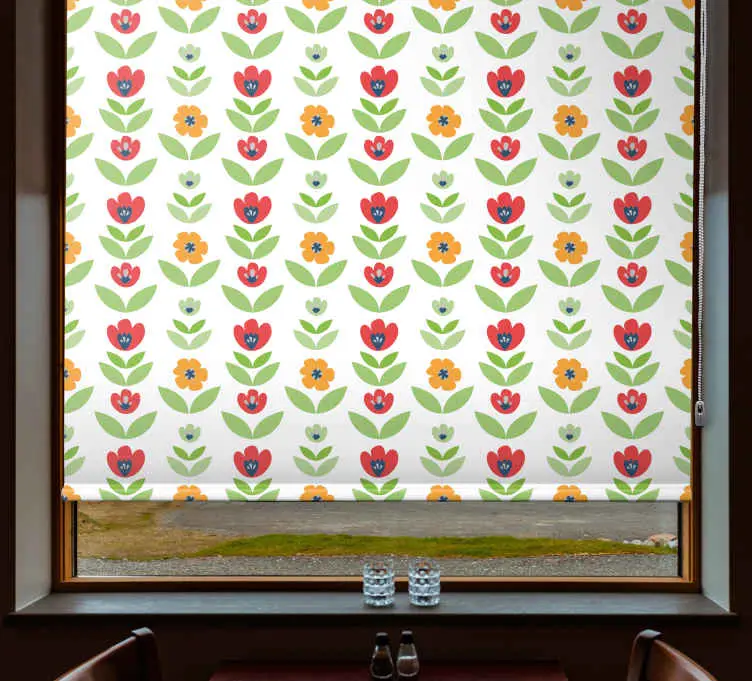 Endast denna vecka Blommor och blad rullgardin