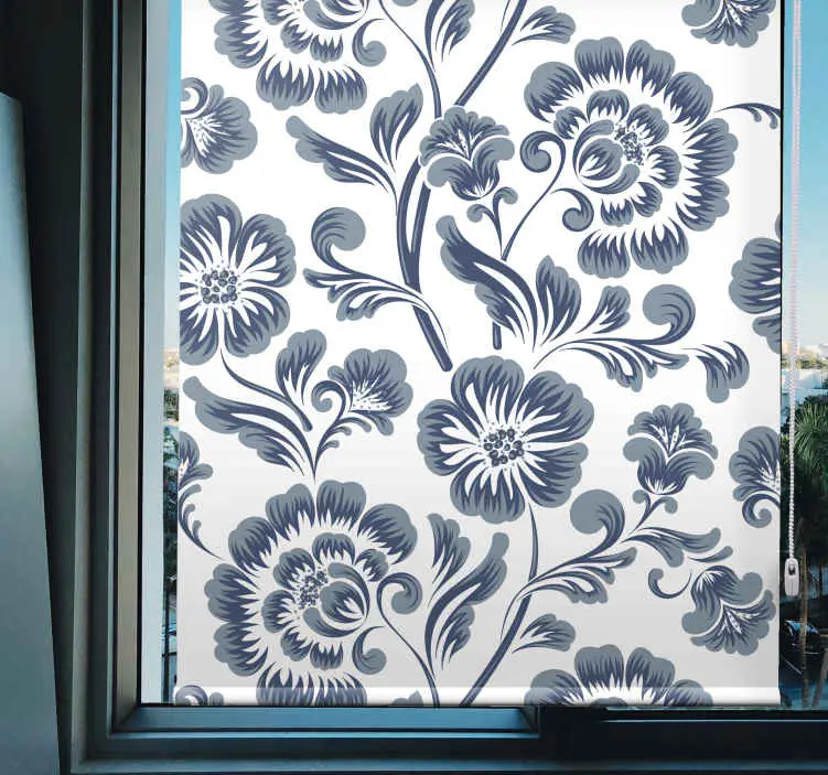 Eleganta gråa mönster Rullgardin blommig Beställ nu