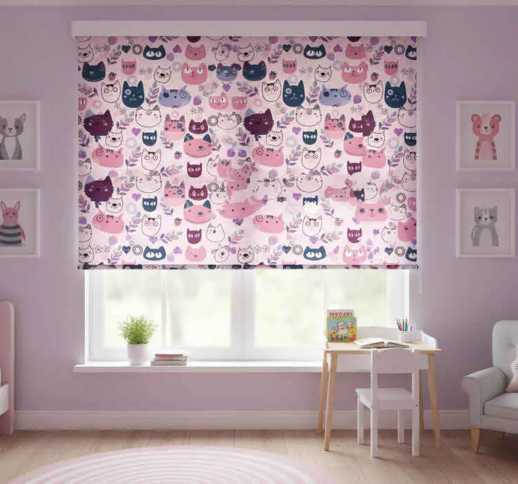 Fynd Rullgardin barn rosa kattmönster