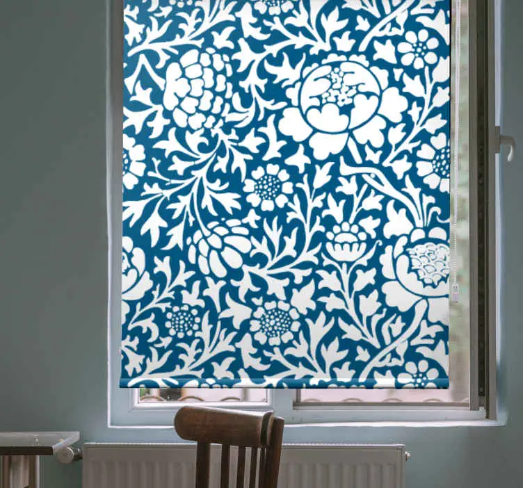 Kampanj Blå vintage mönster Rullgardin blommig