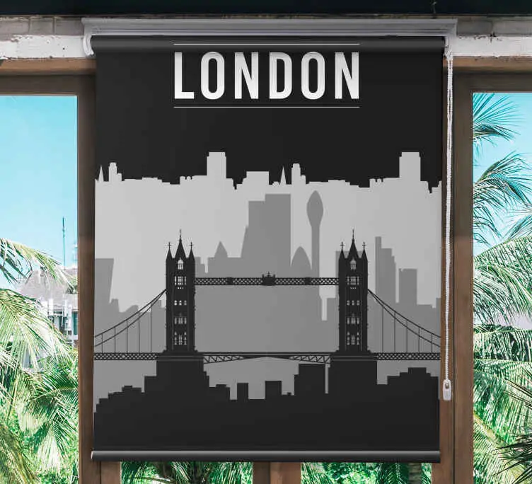 Köp nu Svart och grå london skyline rullgardin konst