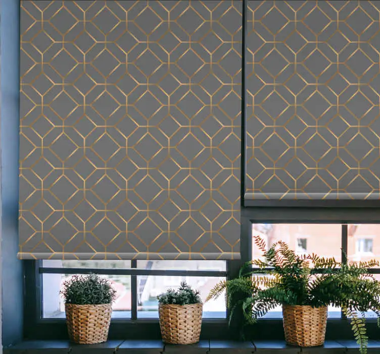 Geometriska grå och gyllene texturer och mönster rullgardin Sista chansen