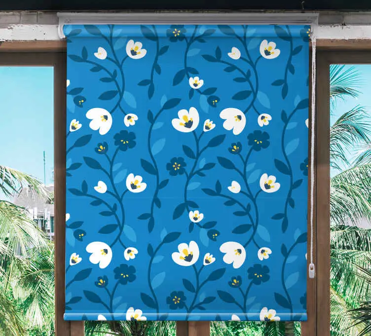 Blått stigande tema Rullgardin blommor och växter Trygg betalning