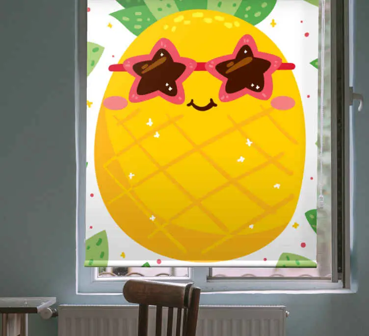 Köp online Ananas med rosa solglasögon frukt- och grönsaksrullgardin