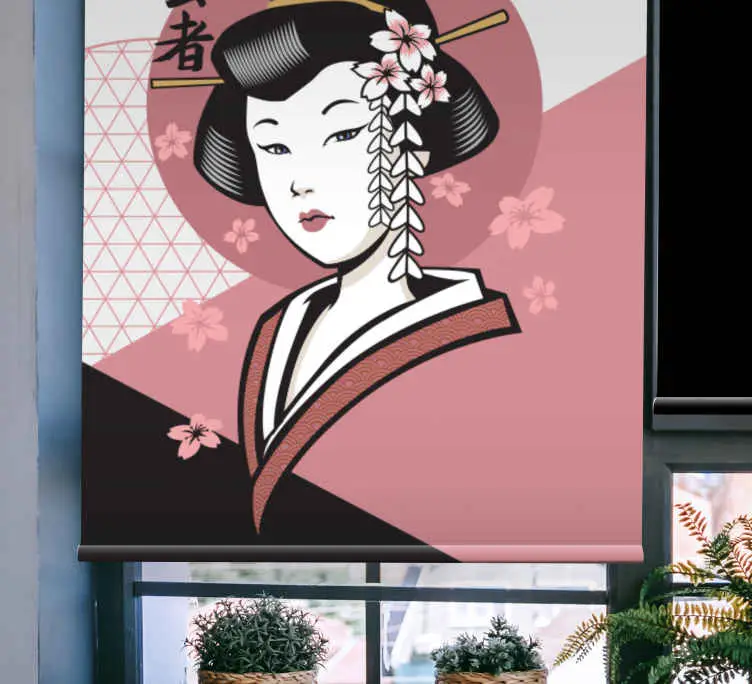 Elegant japansk kvinna Mönstrade rullgardiner Billigare