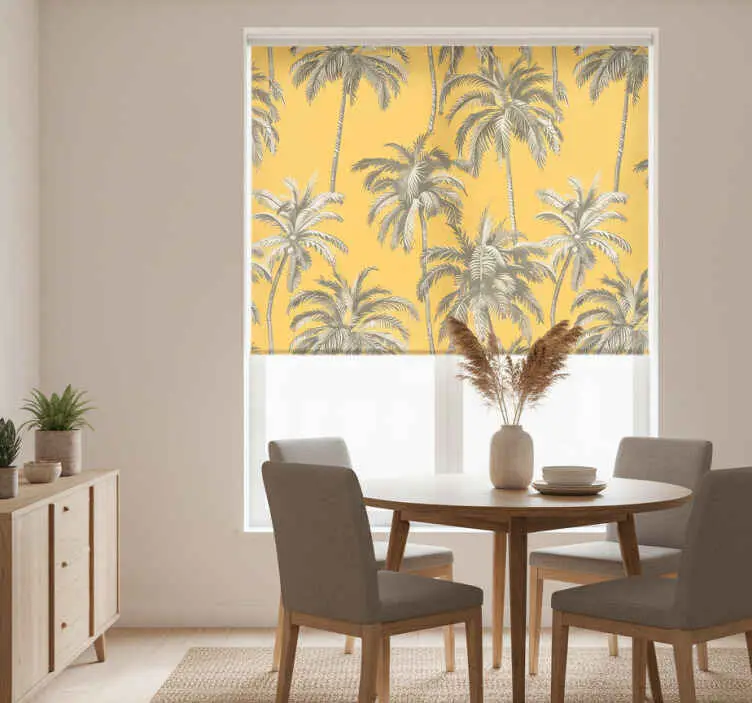 Fynd Rullgardin gul med palmblad design