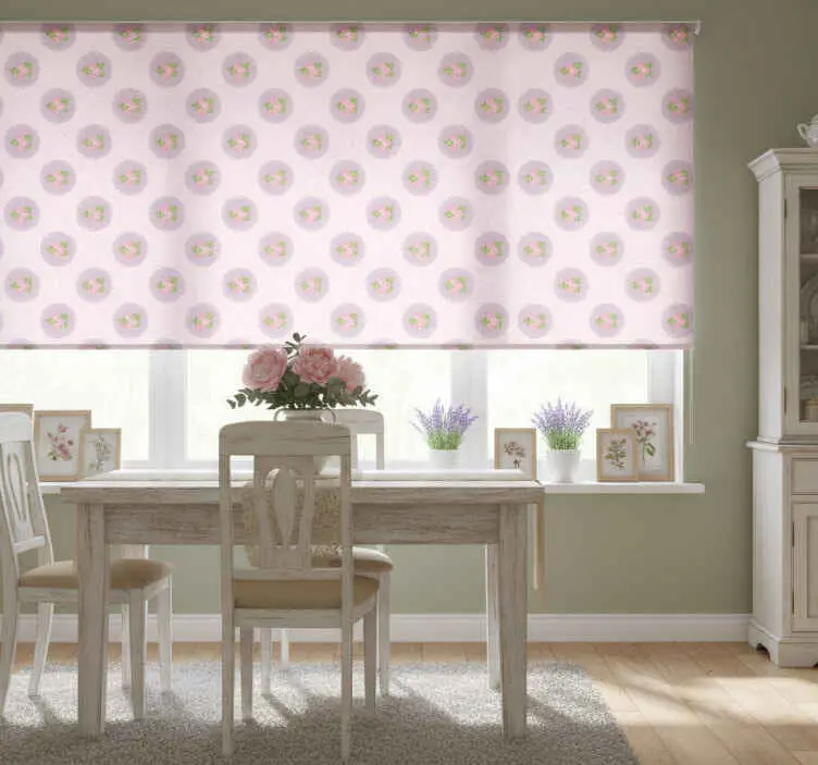 Billig Rullgardin för matsal shabby chic rosa rutigt mönster