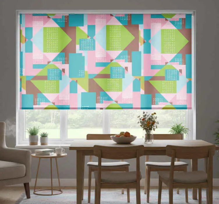 I lager Rullgardin för matsal pastell geometriskt mönster