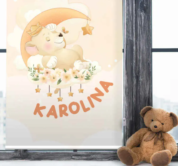 Billigare Söta djur lejon med namn barn rullgardin