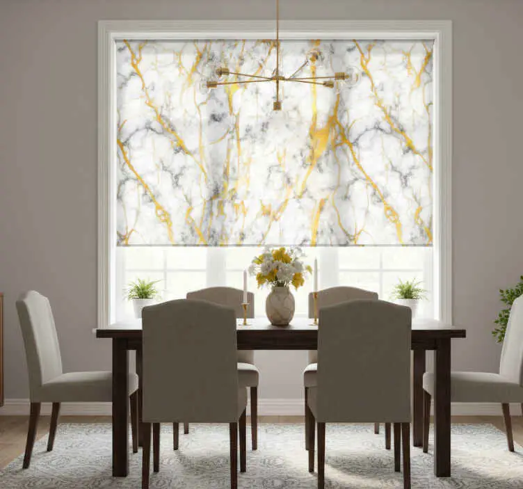 Rullgardin för matsal i elegant grå och guld marmor Handla nu