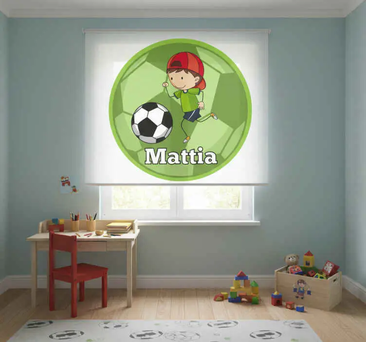Fri frakt Rullgardin grön fotbollsdesign med valbart namn