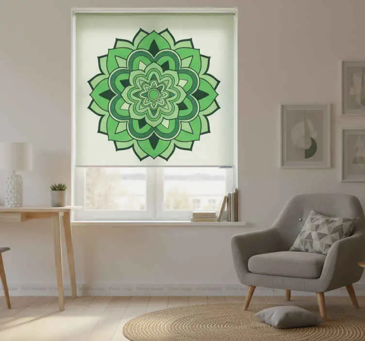 Rullgardin grön med grön mandala Erbjudande