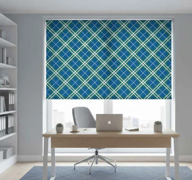 Rullgardin hemmakontor blå och grön skotsk tartan Beställ nu