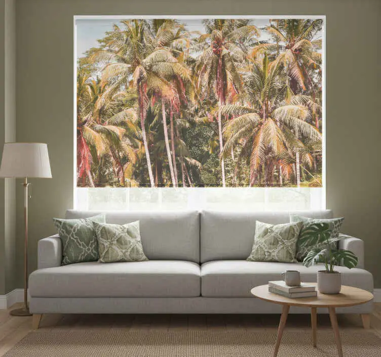 Erbjudandepris Grön palm i djungeln rullgardin vardagsrum