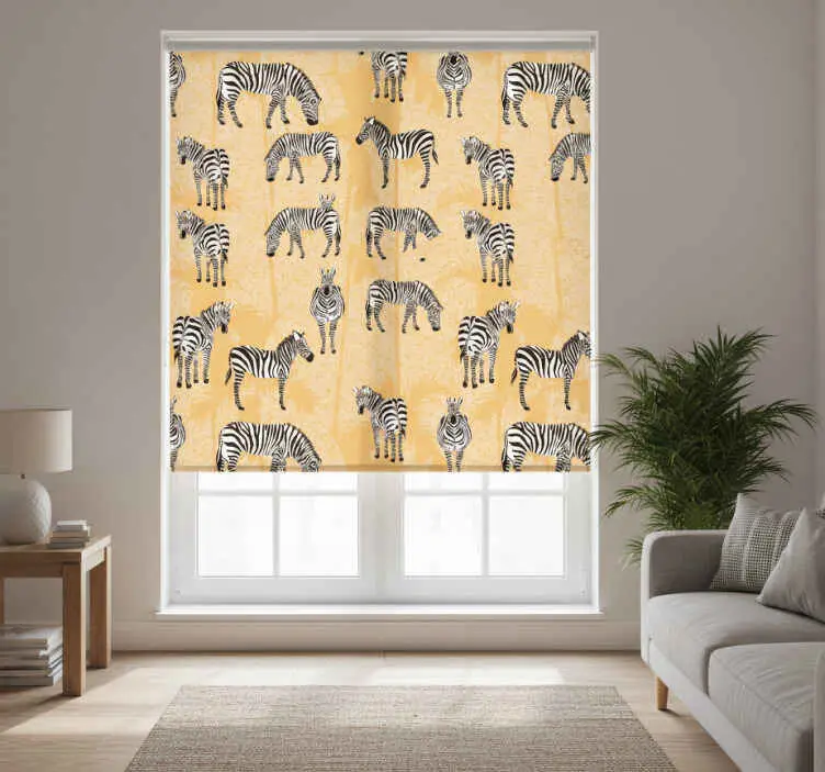 Utförsäljning Rullgardin beige zebra och palmer