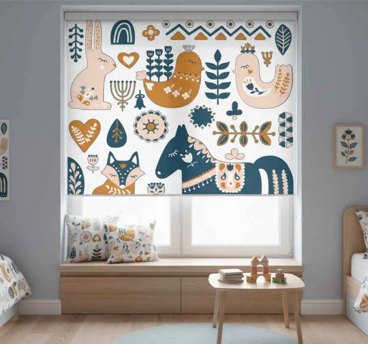 Rullgardin barn skogsdyra nordisk stil Rea