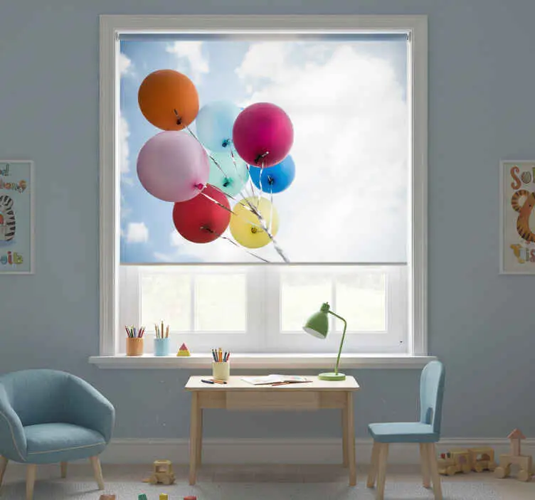 Rullgardin barn färgglada ballonger med himmel Fri frakt
