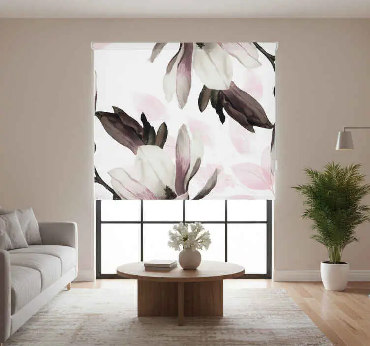 Rullgardin vardagsrum glamourstil blommönster Extra rabatt