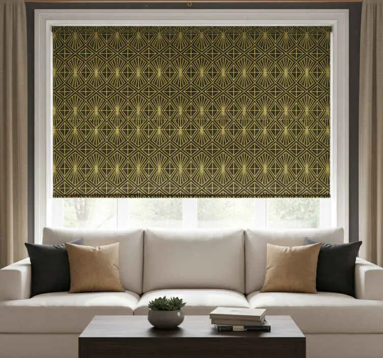Rullgardin vintage geometriskt art deco mönster i guld Kampanjpris