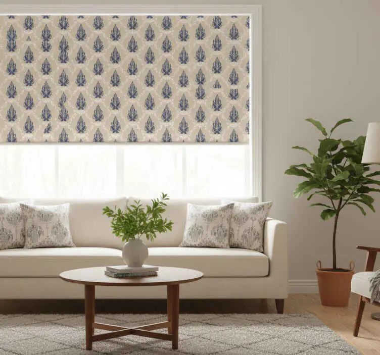 Rullgardin vintage med bladig blommotiv Beställ idag
