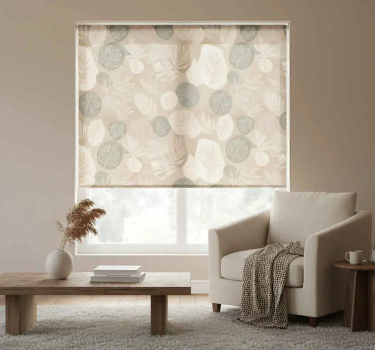 Rullgardin beige neutral botanisk abstrakt Lägg i varukorgen