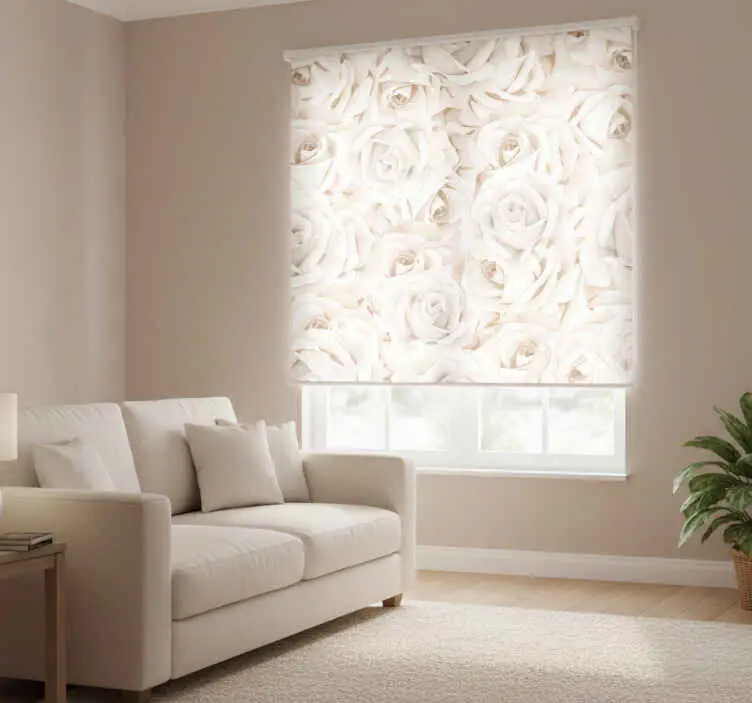 Trygg betalning Rullgardin beige eleganta vita rosor