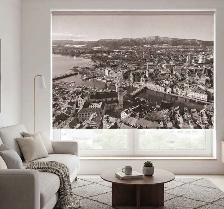 Rullgardin vardagsrum zürich med bergen i bakgrunden Billigare
