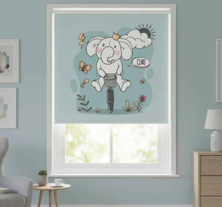Rullgardin blå hej elefant Lågt pris