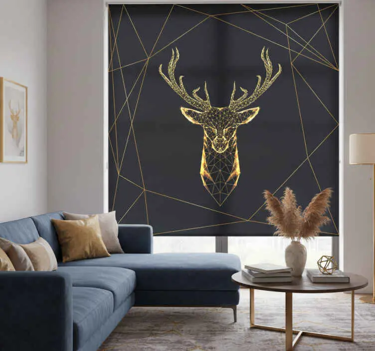 Rullgardin vardagsrum geometrisk älg med guld risnedsättning