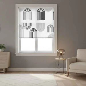Vit rullgardin tunna minimalistiska svarta bågar Köp online