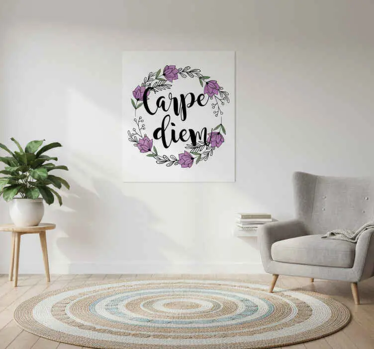 Poster vardagsrum färgglad blommönster carpe diem Kampanjpris
