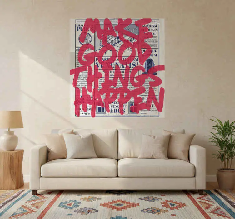 Poster vardagsrum gör bra saker hända retro design Billig