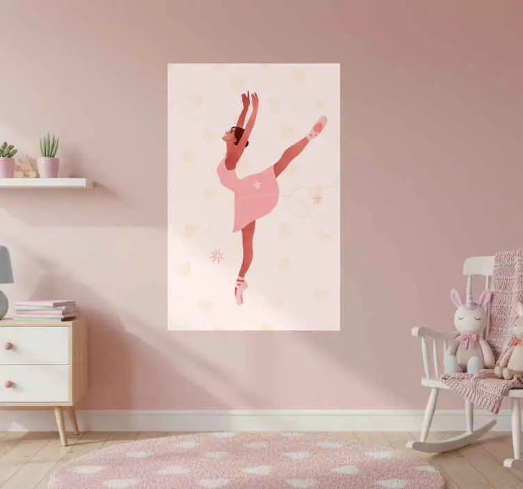 Poster barnrum ballerina med hjärtan Billig