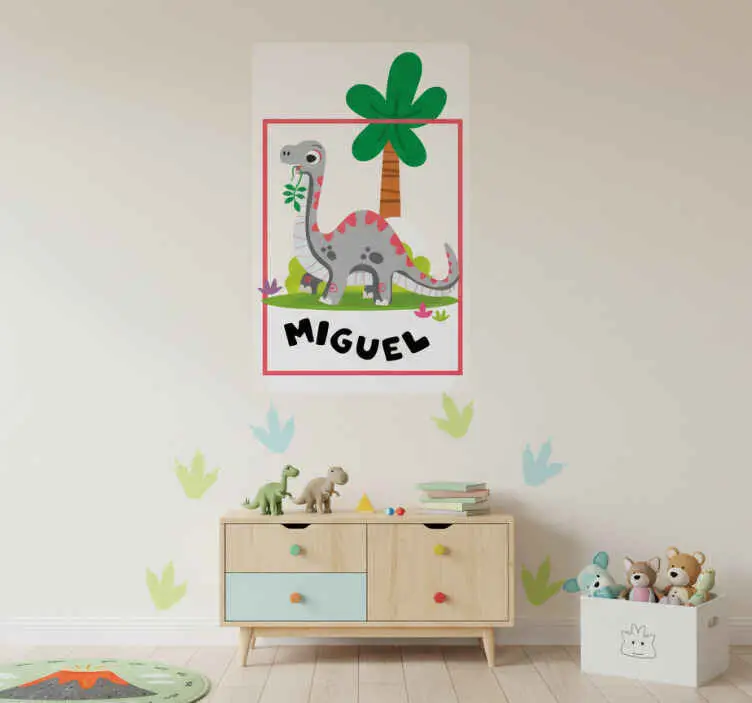 Beställ nu Poster barnrum grå långhalsad dinosaur