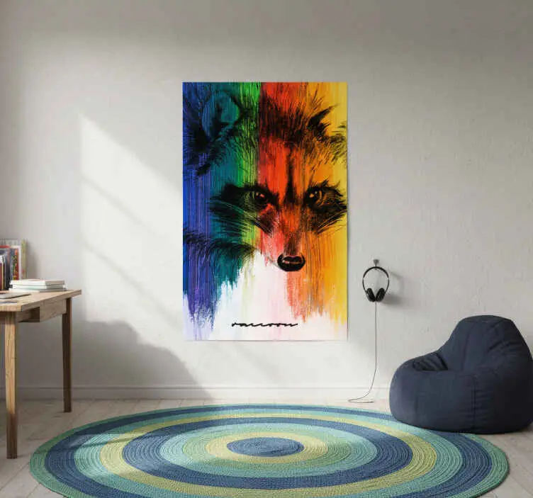 Erbjudandepris Poster vardagsrum regnbåge tvättbjörn
