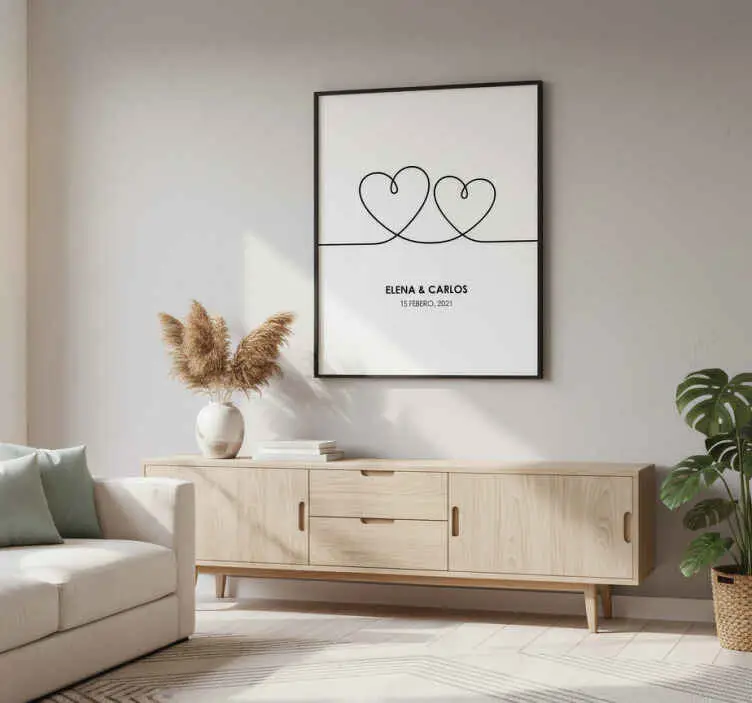 Personliga posters single line heart Billig