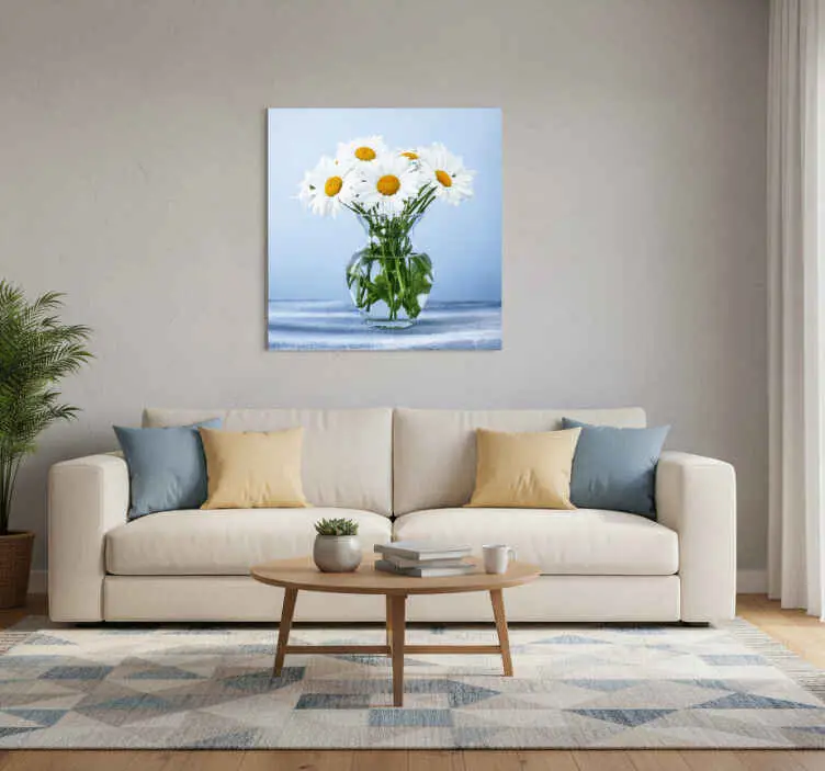 Extra rabatt Poster vardagsrum prickiga blommor i glasburkar