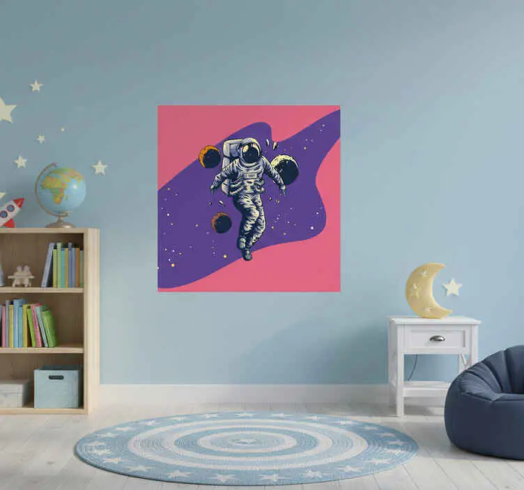 Poster barnrum handritad astronaut flygande stil Beställ idag