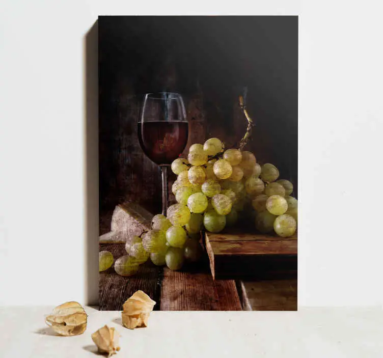 Utförsäljning Gröna druvor och rött vin fruktcanvas tavla konst